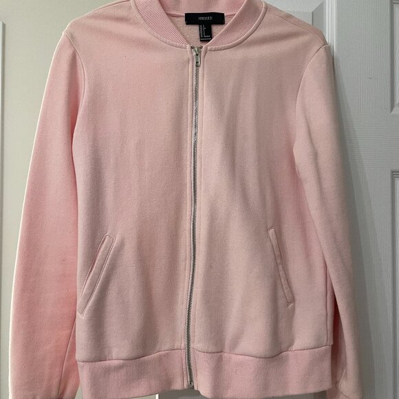FOREVER 21 Pink Zip Up Bomber Jacket - Size Small - Picture 1 of 6